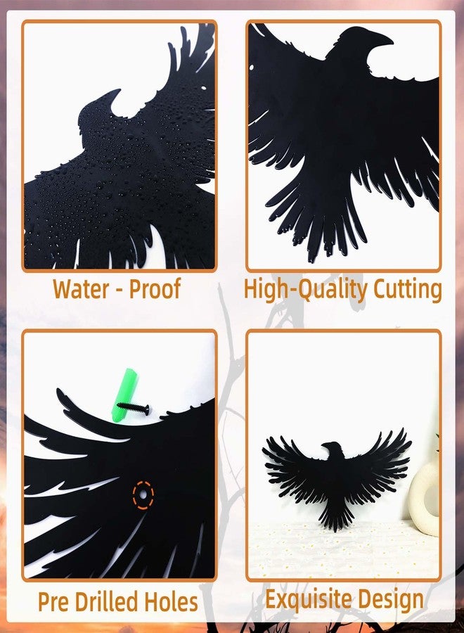 Bnesi Metal Raven Decor Viking Wall Art Crow Gothic Wall Decor with Norse Mythology Metal Wall Sculpture Decoration Suitable for Living Room Bedroom Home Indoor Outdoor (Classic, Medium) - Image 5